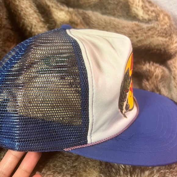 Vintage 80/90s Bass Pro Shops Baseball Cap Flat Brim Hat Snapback Navy Mesh Foam - Picture 5 of 9